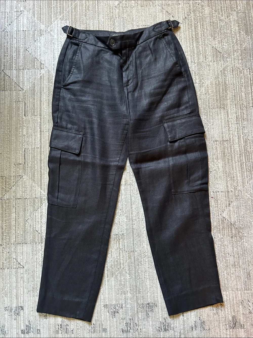 Banana Republic Black Linen-Blend Cargo Pants 0
